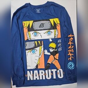 Naruto T-shirt Mens Large Blue Orange Graphic Classic Anime Nostalgia Tee‎